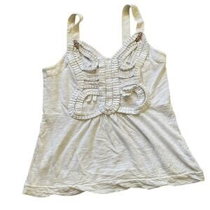 Anthropologie White Butterfly Tank Top Size Medium Fairy Whimsical Festival